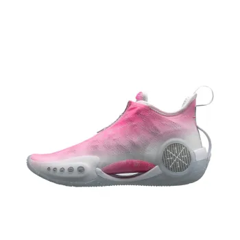LINING WOW 9 Basketball Shoes Men Low Top Neon Glow Pink/Standard White