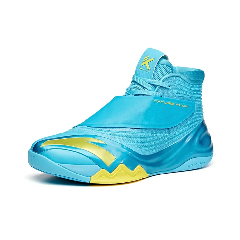 Anta KT6 Cushioning Anti Slip And Wear Resistant Coverage Support High Top Basketball Shoes Men's Blue Yellow-1