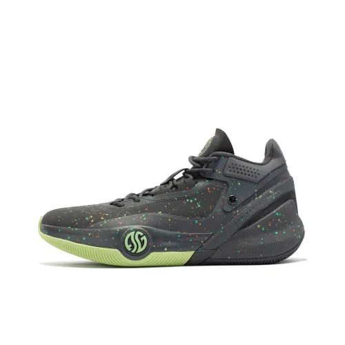 361° AG3 Basketball Shoes Men Mid-Top Smoke Gray/Glowing Bright Green