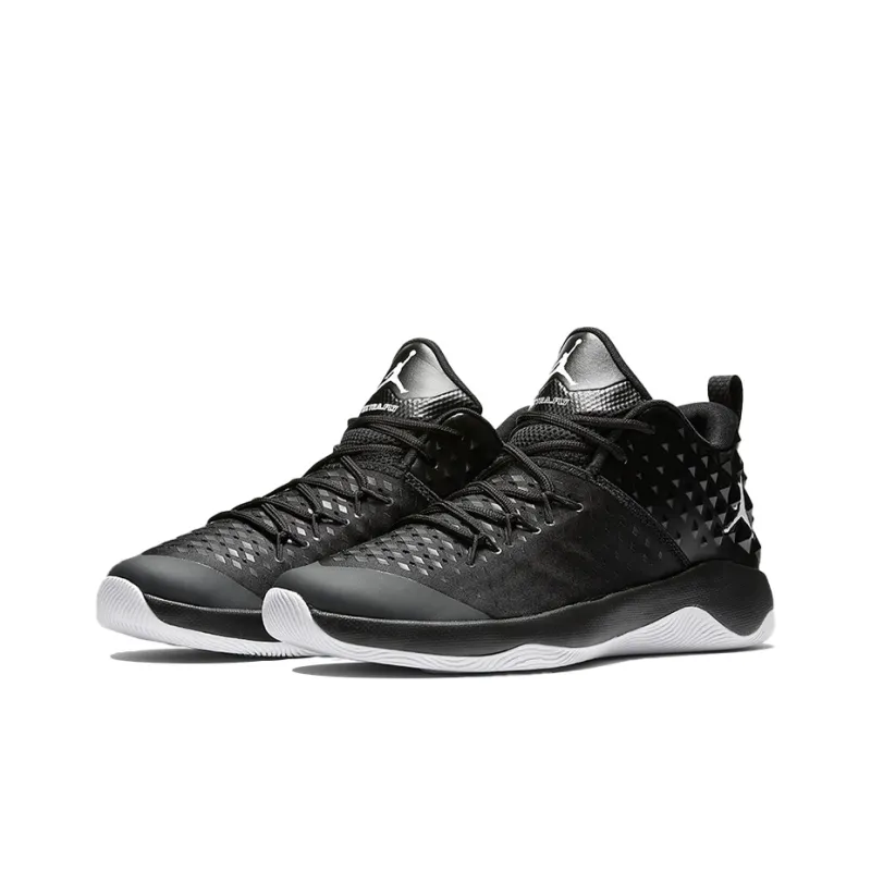 Jordan TEAM Cushioning Anti-Slip And Wear-Resistant Breathable Coverage Mid-Top Basketball Shoes Men's Black White-2