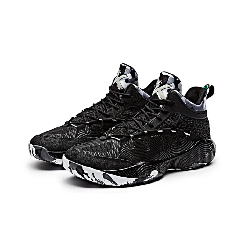 Anta KT Outdoor 2 Cushioning Anti Slip And Wear Resistant Mid Top Performance Basketball Shoes Black White-1