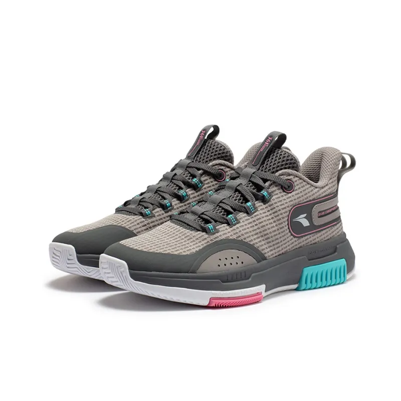 361° Tackle Q BOOM Technology Low Top Performance Basketball Shoes Men's White Gray-2