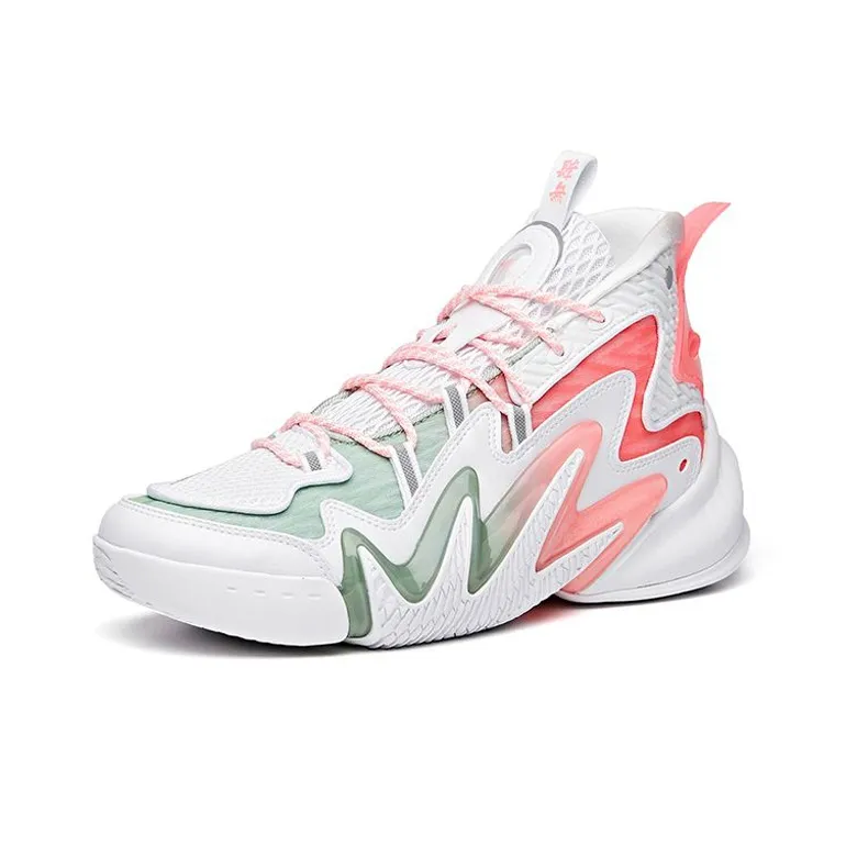 Anta Berserk 2 High Top Performance Basketball Shoes Men's White Pink Green-1