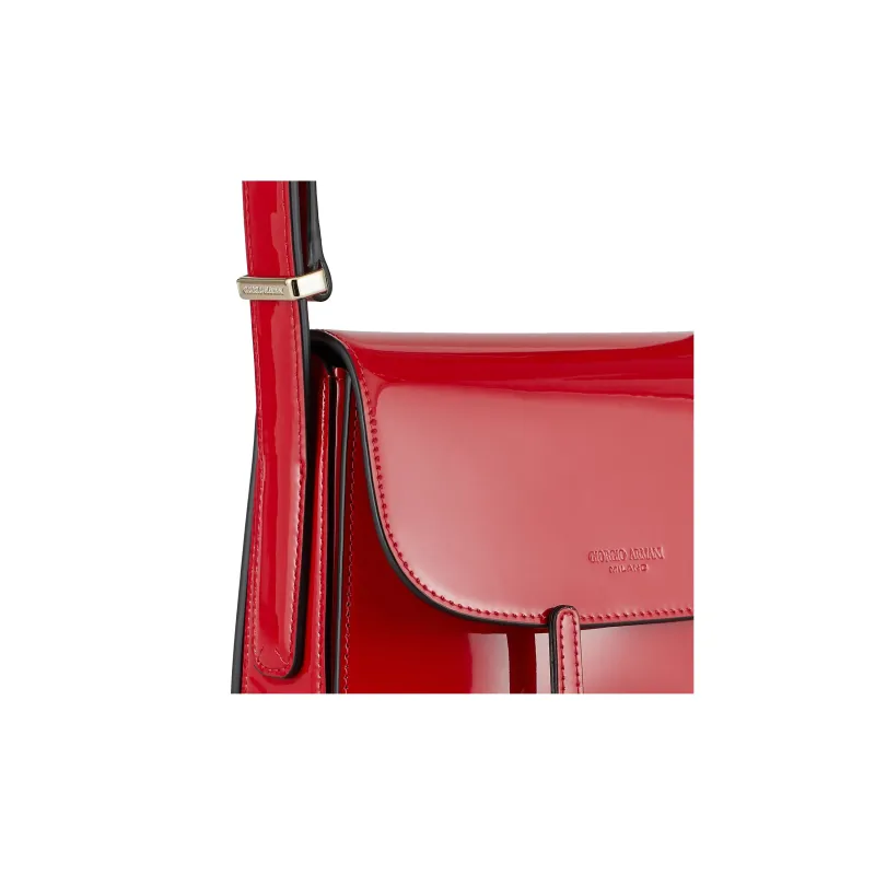 AMANI Pebbled Print Patent Leather Calfskin Handbag Shoulder Bag Women's-4