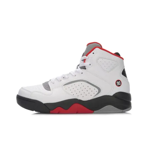 LINING Retro 90 II Basketball Shoes Unisex High-Top White/Black/Red