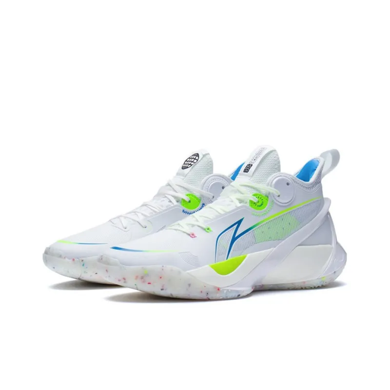 LiNing SONIC 10 Cushioning Anti Slip And Wear Resistant Coverage Support Mid Top Basketball Shoes Men's White-2