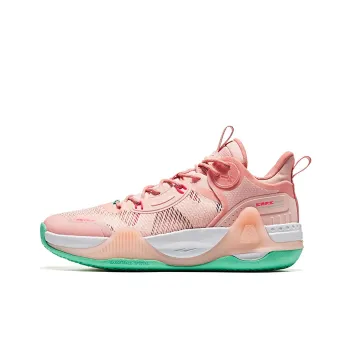 Erke Cushioning Anti Slip And Wear Resistant Low Top Basketball Shoes Men's Apricot Pink Fluorescent Vibrant Pink