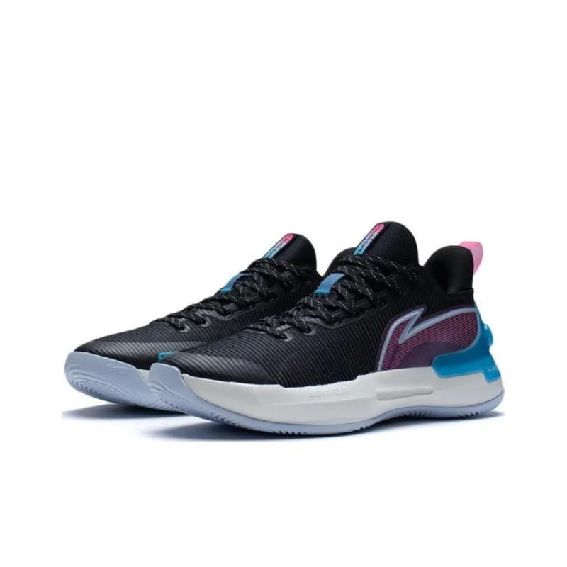 LiNing YuShuai Retro Abrasion Resistant Breathable Low Top Basketball Shoes Men's Black Blue Pink-2