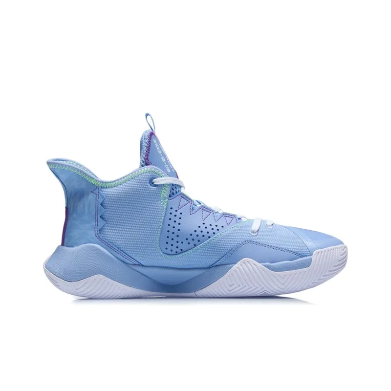 LiNing Storm Cushioning Anti Slip And Wear Resistant Breathable Coverage Support Mid Top Basketball Shoes Men's Blue-1