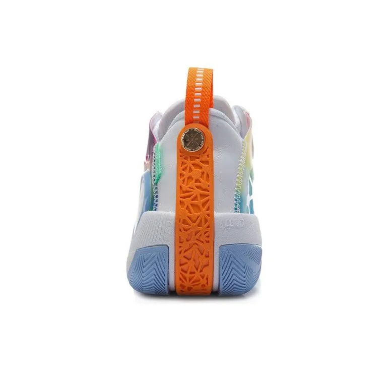LiNing Shadow 3 Cushioning Anti Slip And Wear Resistant Low Top Basketball Shoes Men's White Rainbow-4
