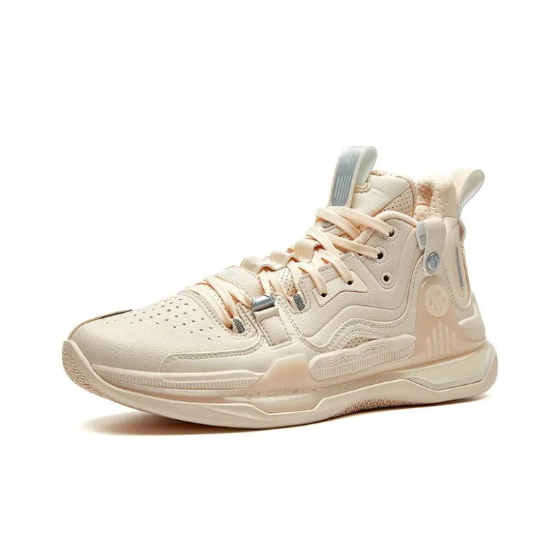 361° AG 1 Anti-Slip Wear-Resistant Mid-Top Basketball Shoes Silver White-1