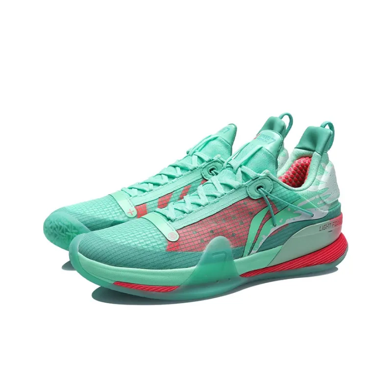 LiNing Blitz 7 Premium Premium Cushioned Wear-Resistant Slip-Resistant Low-Top Basketball Shoes Pink Green-2