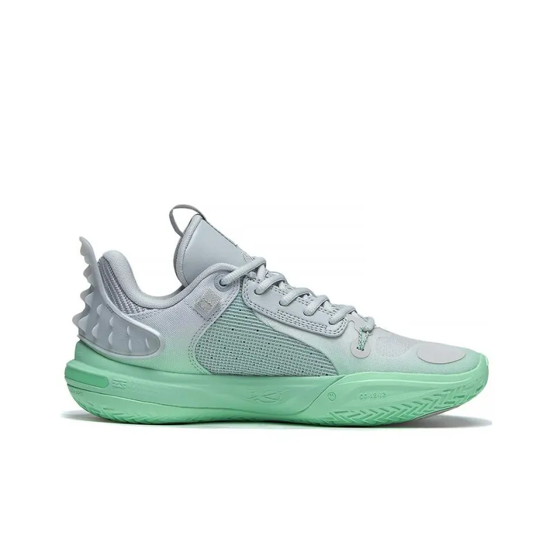 LiNing All City 11 Youth Cushioning Anti Slip And Wear Resistant Low Top Basketball Shoes Unisex Gray Green-1