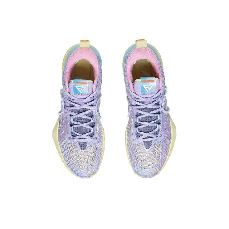 LINING Speed 8 Basketball Shoes Men Low Top Lilac/Light Banana Yellow-3