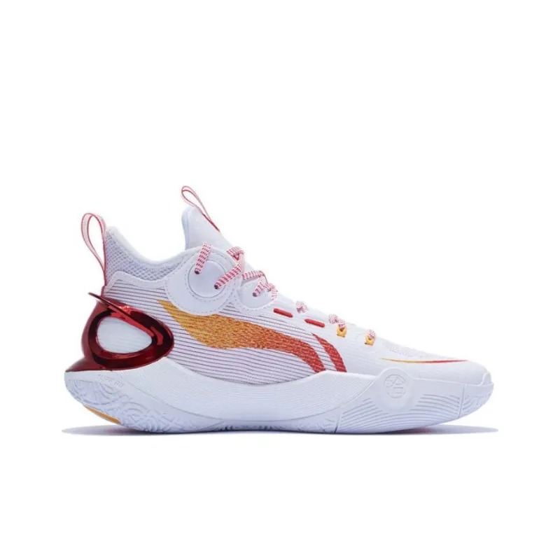LiNing SONIC Ultra Cushioning Anti Slip And Wear Resistant Mid Top Basketball Shoes Men's White Red-1