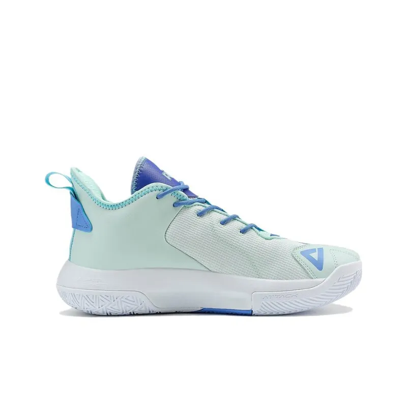 PEAK Non slip Wear resistant Shock Absorption Mid Top Basketball Shoes Men's Blue Green-1