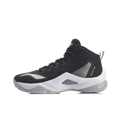 LiNing Team Style Return Cushioning Rebound Mid Top Basketball Shoes Men's Black White