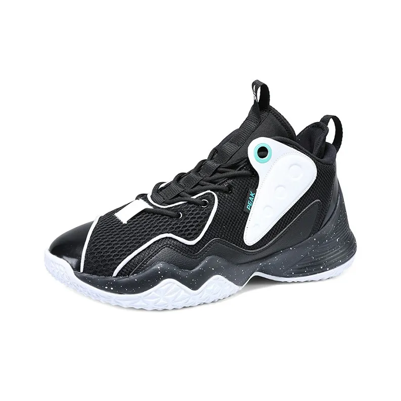PEAK Slip Resistant Cushioning Abrasion Resistant High Top Performance Basketball Shoes Men's Black White-2