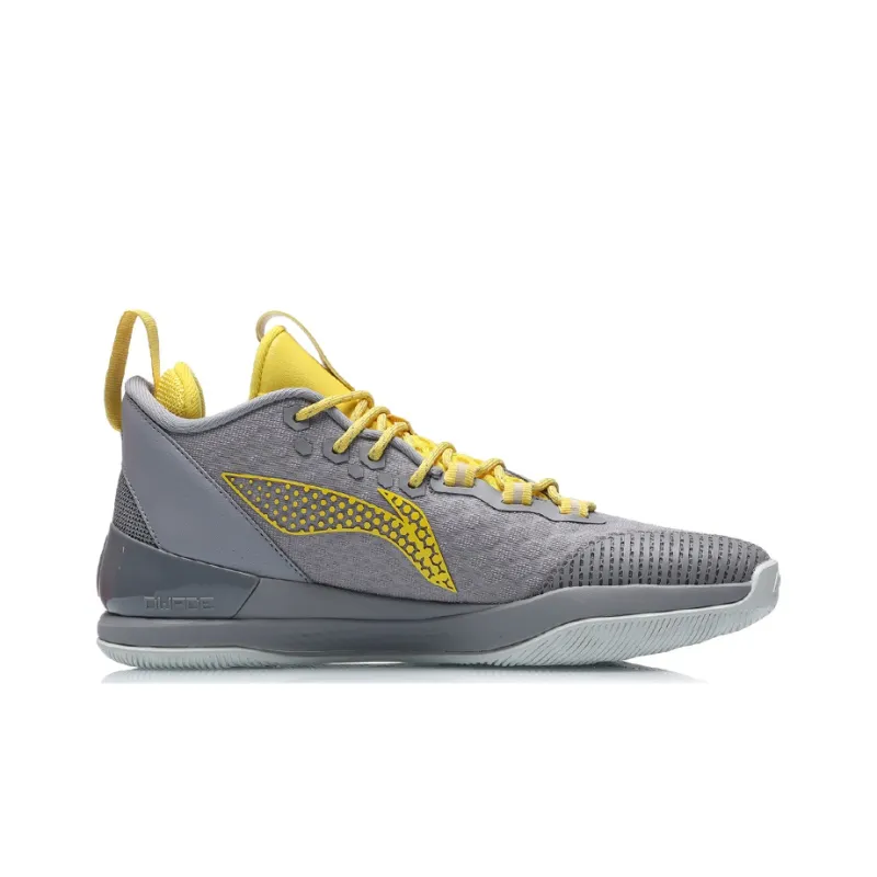 LiNing WAY OF WADE Phantom Cushioning Anti Slip And Wear Resistant Mid Top Basketball Shoes Unisex Gray Yellow-1