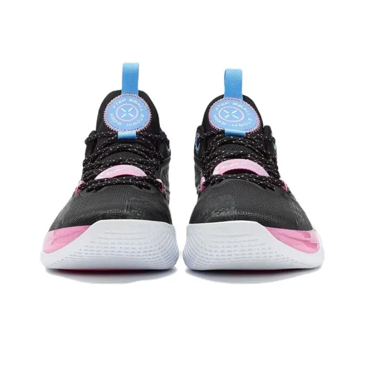 XTEP Shock Absorbers With Slip Resistant And Abrasion Resistant Properties High Top Basketball Shoes Men's Black Pink-5