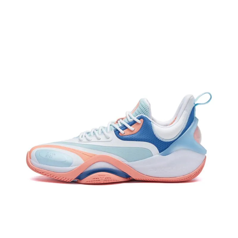 361° Cushioning Anti Slip And Wear Resistant Coverage Support Low Top Basketball Shoes Men's White Blue-0