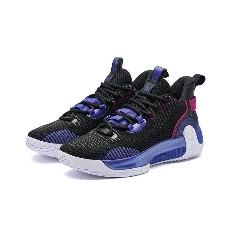 361° Ag Volley Breathable Slip Resistant Mid Top Performance Basketball Shoes Men's Black Purple-2