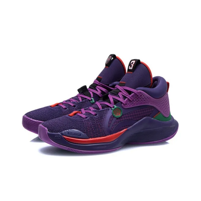 LINING SILENCER Basketball Shoes Men Mid Top Deep Vine Purple/Hyacinth Purple-2