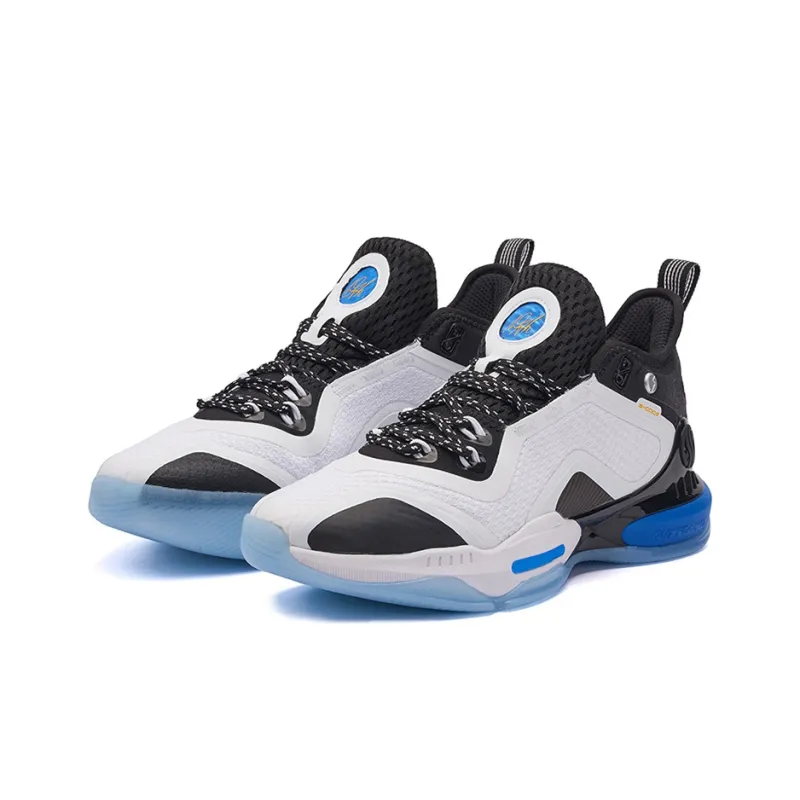 361° AG 2 Cushioning Anti Slip Wear Resistant Breathability Mid Top Performance Basketball Shoes White Black Blue-2
