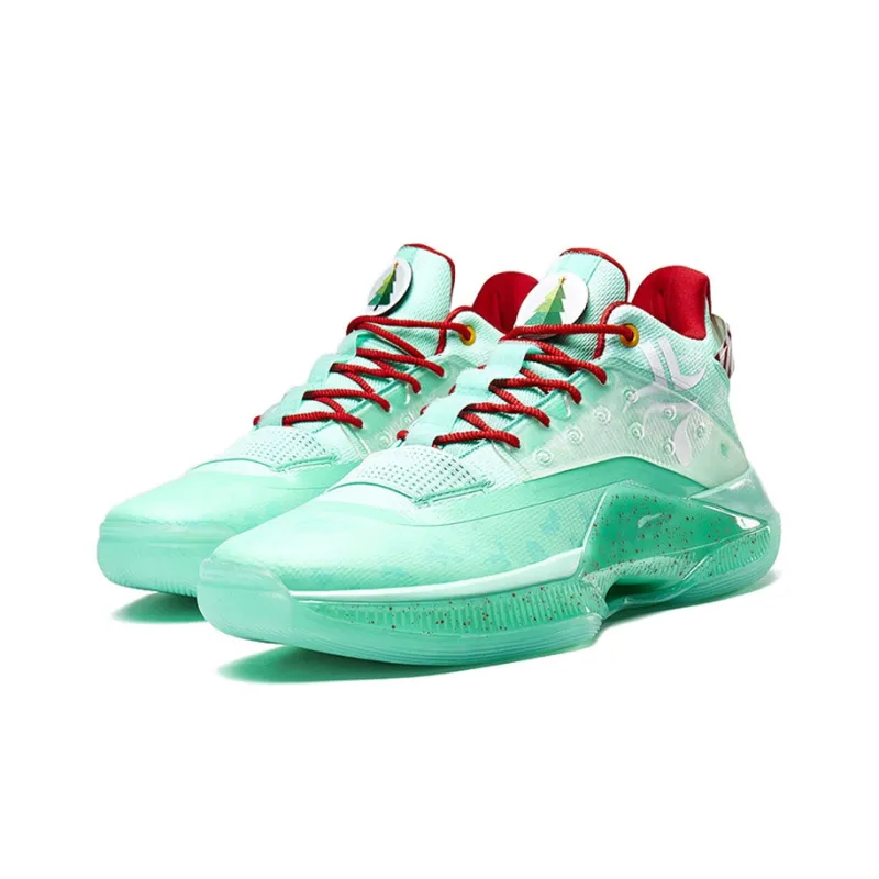 XTEP Levitation 4 Jlin Combat Boots Low Top Basketball Shoes Men's Green Red-1