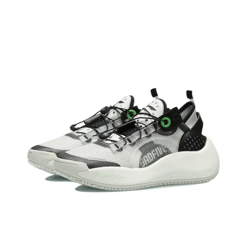 LiNing Badfive Dazzle Cushioning, Slip Resistant, And Abrasion Resistant Low Top Basketball Shoes Men's White Black-2