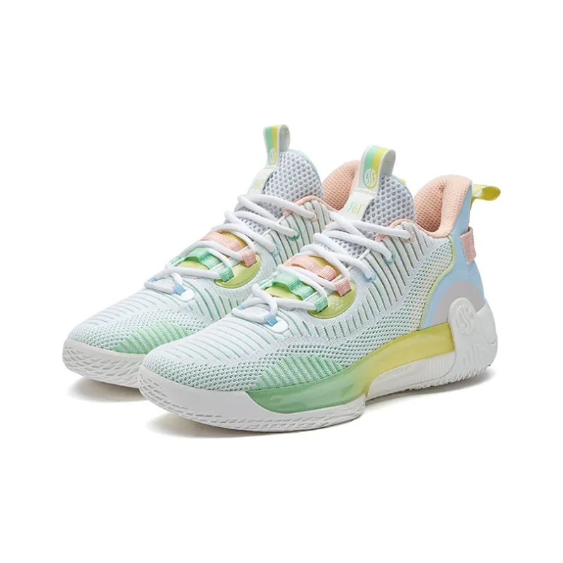 361° Ag Volley Cushioning Anti-Slip And Wear-Resistant Mid-Top Basketball Shoes White Green-2