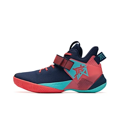 ANTA Basketball Collection Basketball Shoes Men Mid-Top Coastal Blue/Fluorescent Energy Red/Fluorescent Aqua Green