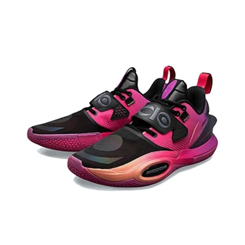 LiNing All City 10 V2 Anti Slip And Wear Resistant Breathable Low Top Basketball Shoes Men's Black Red Purple-3