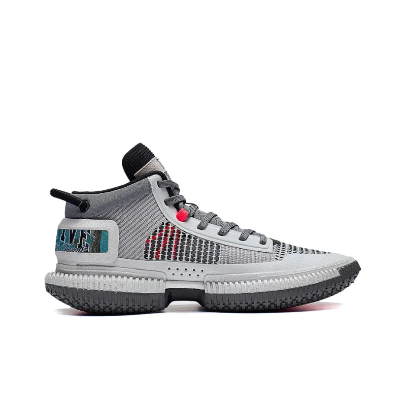 LiNing Badfive 3 Ultra Cushioning Anti Slip And Wear Resistant Mid Top Basketball Shoes Men's Gray-1