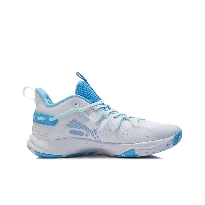 LiNing Speed Team Cushioning Anti-Slip And Wear-Resistant Rebound Low-Top Performance Basketball Shoes White Blue-1