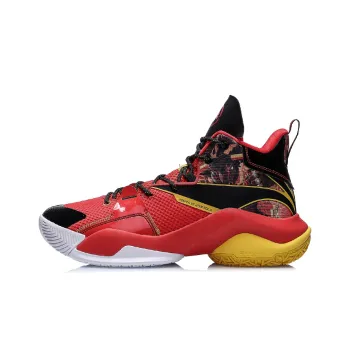 LiNing Power 7 V2 Cushioning Anti Slip Wear Resistant Coverage Support Rebound High Top Basketball Shoes Red Black