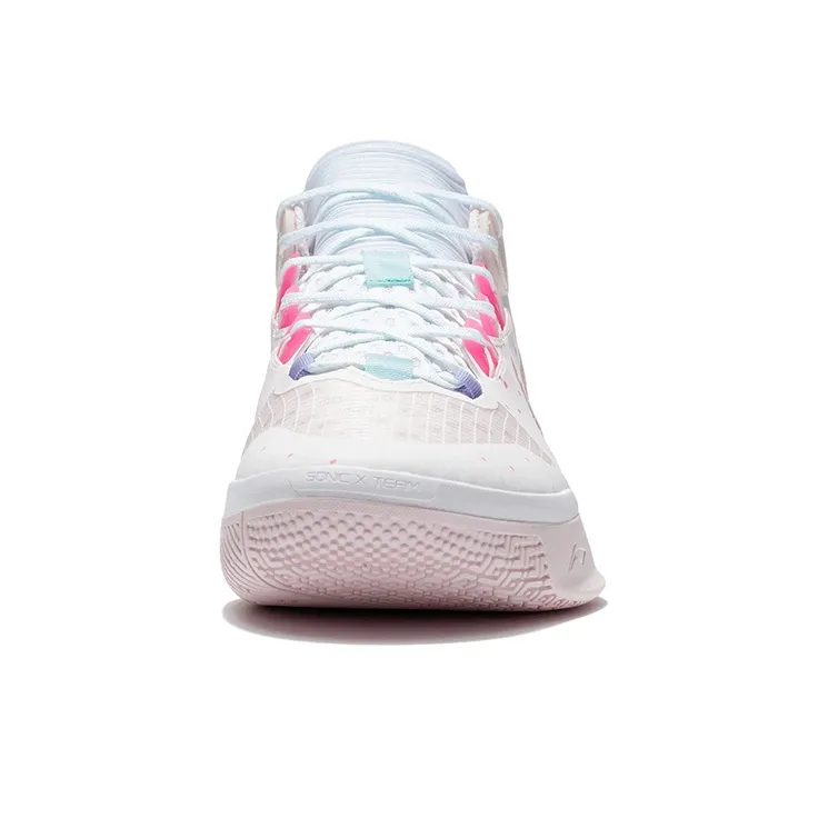 LiNing Sonic 10 Team Cushioning Anti Slip And Wear Resistant Coverage Support Low Top Basketball Shoes Men's White Pink-4