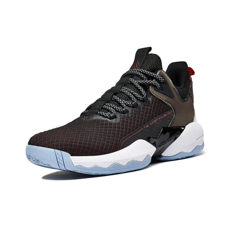 XTEP Cushioning Anti Slip And Wear Resistant Low Top Basketball Shoes Men's Black-2