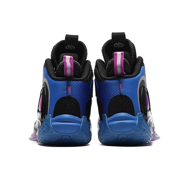 361° Zengo Tiger Whale Q Ball Anti Slip And Wear Resistant Lightweight Mid Top Basketball Shoes Men's Black Purple-3