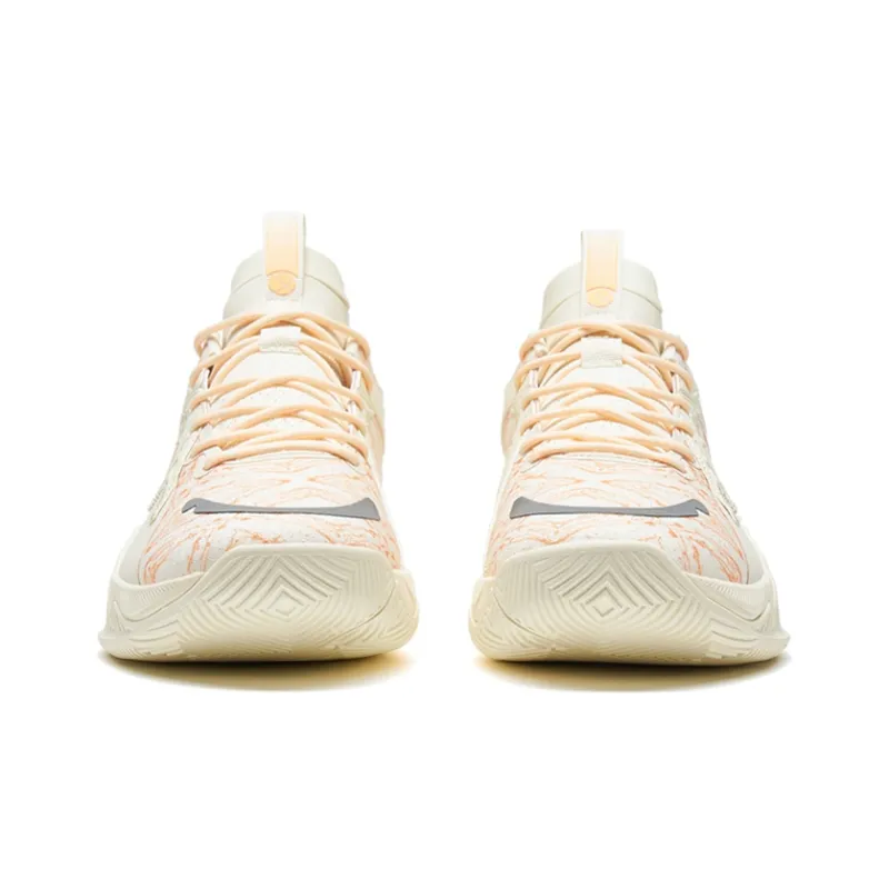 XTEP Counterattack 1st Generation V2 Anti Slip Wear Resistant Low Top Basketball Shoes Men's Beige Orange-3