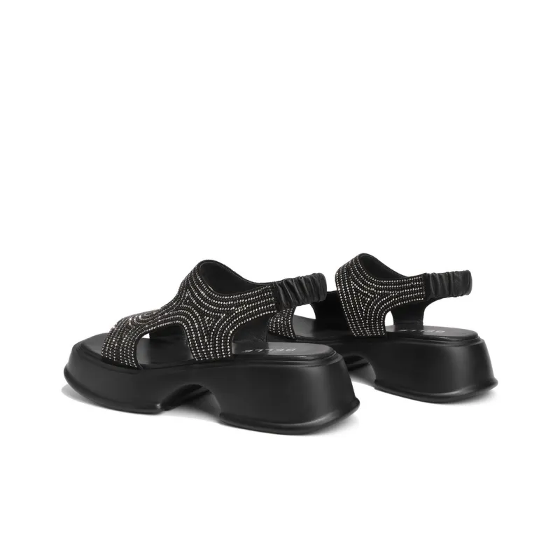 BELLE Stylish Sandals Women's Ecru Black-7