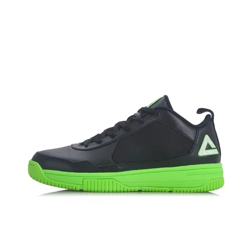 PEAK Basketball Shoes Men Low-Top Black/Neon Green