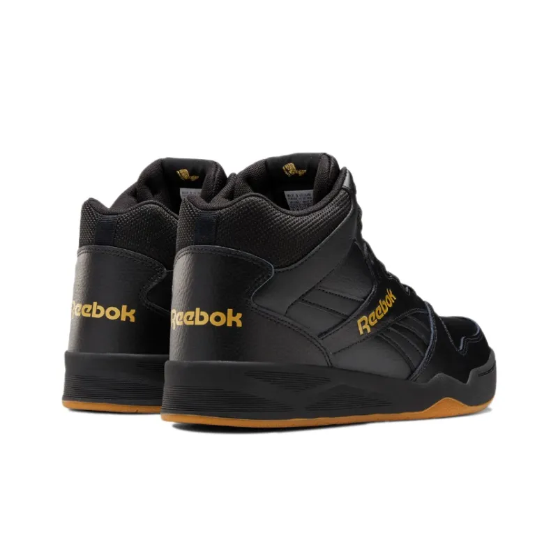 Reebok Royal BB4500 2 Cushioning Anti-Slip And Wear-Resistant Coverage Mid-Top Basketball Shoes Men's Black Yellow-3