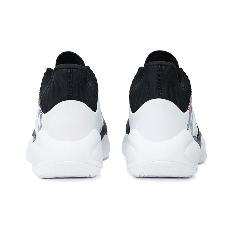 Anta Anti-Slip Wear-Resistant Mid-Top Performance Basketball Shoes Men's Black White Gray-4