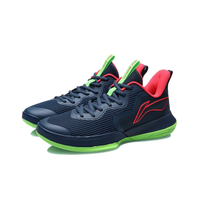 LINING Flash Basketball Shoes Men Low Top Blue/Red/Green-2