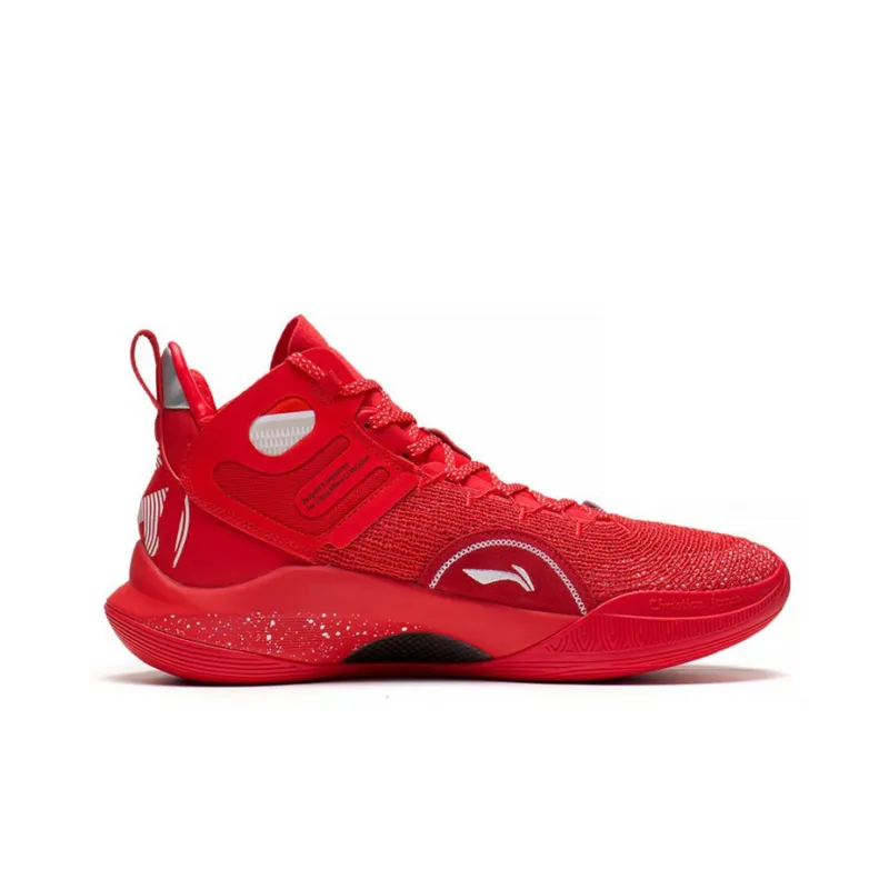 LiNing CJ 1 CJ 1 Cushioning, Slip Resistant, Abrasion Resistant, Coverage, Support Mid Top Basketball Shoes Flame Red-1