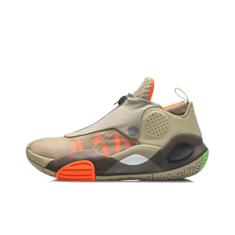 LiNing All City 8 V2 Wade Collection Cushioning Anti-Slip And Wear-Resistant Mid-Top Basketball Shoes Plain Khaki-0