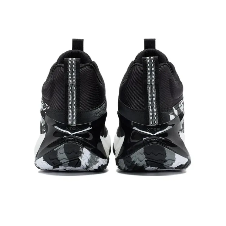 XTEP Slip Resistant, Abrasion Resistant, Breathable Mid Top Basketball Shoes Men's Black New White-4