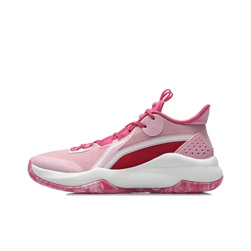 LINING Combat Low Basketball Shoes Men Mid-Top Peach Pink/White