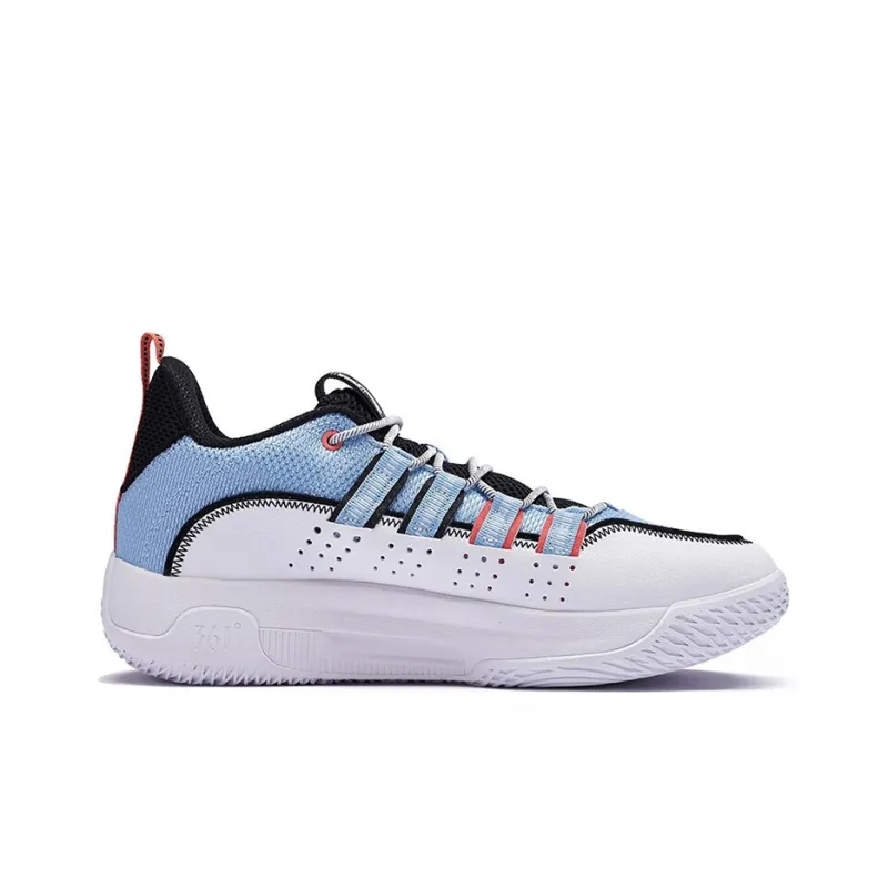 361° Cushioning Abrasion Resistant Lightweight Low Top Performance Basketball Shoes Men's White Blue-1